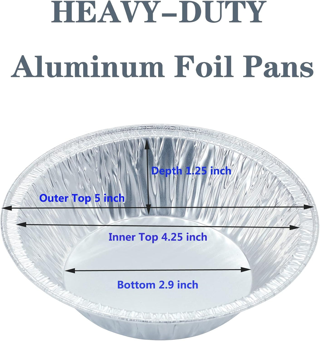 50 Pack Pie Pans 5 inch,Mini Pie Tins HEAVY-DUTY Disposable Aluminum Foil Tart,pie Pans for Baking Personal Mini Pies, Easily Stack & Store, Freeze & Reheat