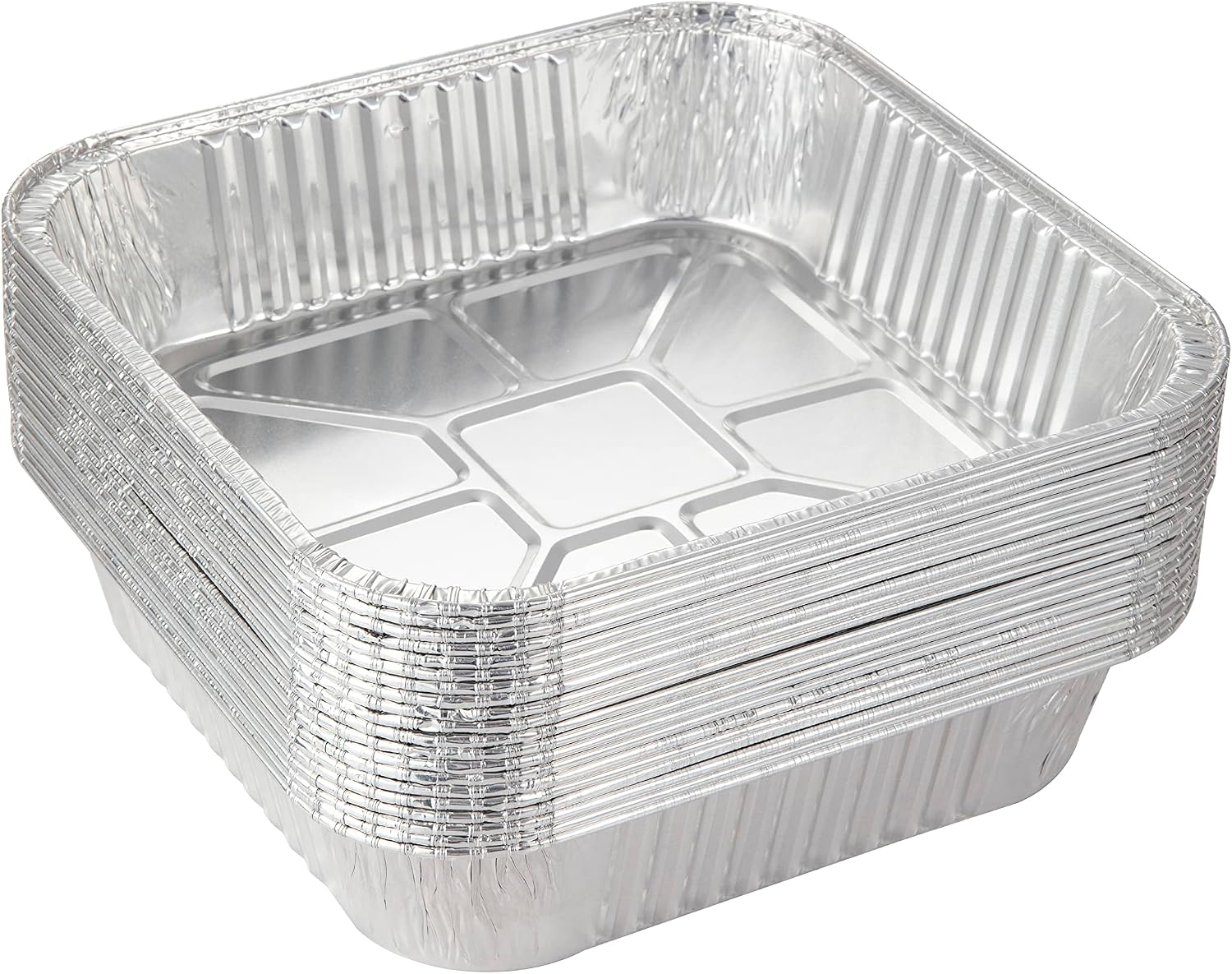 25pack- 8 x 8 Aluminum foil Pans Disposable Heavy Duty Square baking Cake Pan, Cooking Tins Homemade Breads Oven Pans,Foil Pan, Baking pan Roasting
