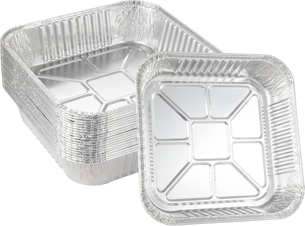 25pack- 8 x 8 Aluminum foil Pans Disposable Heavy Duty Square baking Cake Pan, Cooking Tins Homemade Breads Oven Pans,Foil Pan, Baking pan Roasting