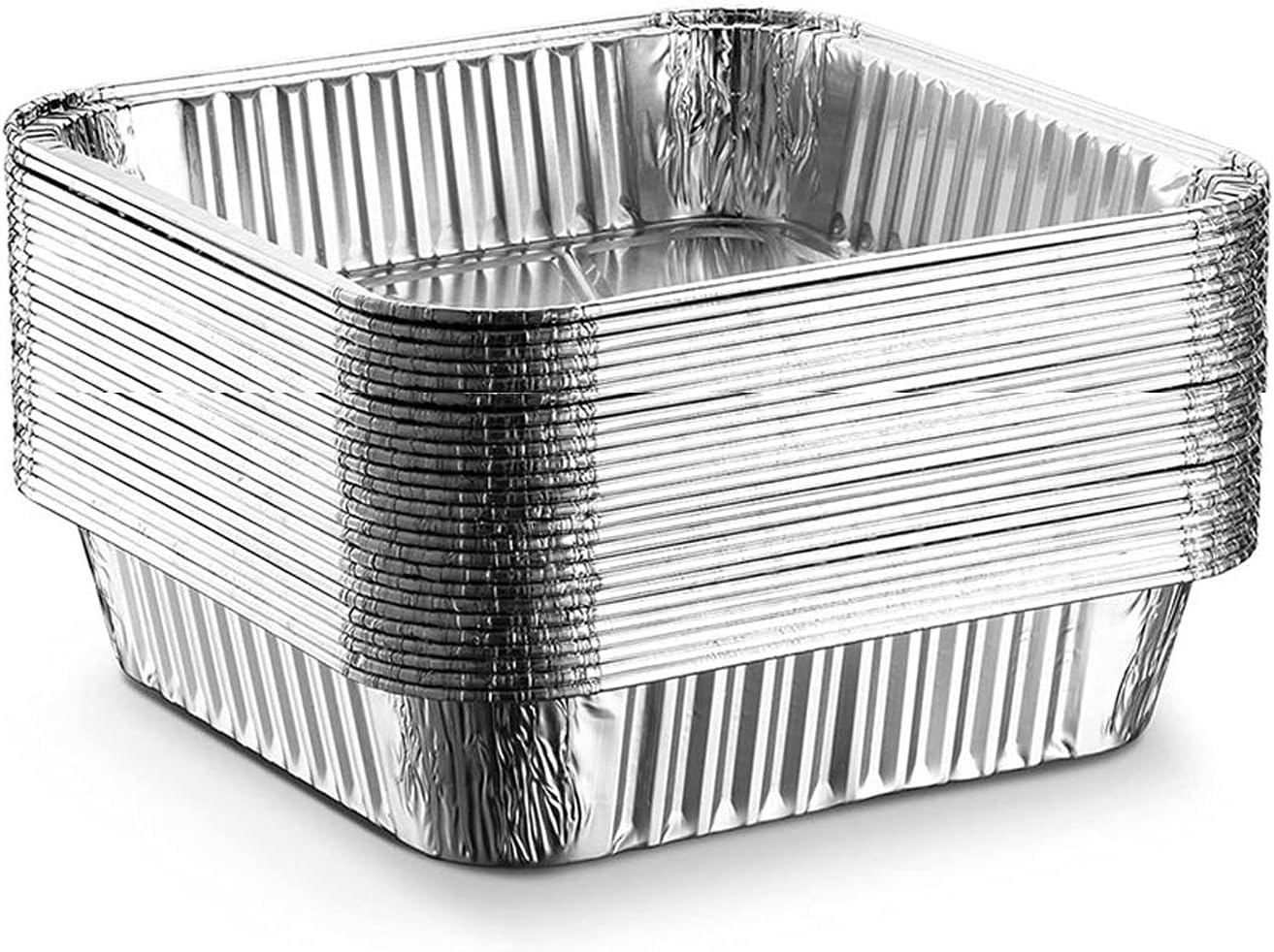25pack- 8 x 8 Aluminum foil Pans Disposable Heavy Duty Square baking Cake Pan, Cooking Tins Homemade Breads Oven Pans,Foil Pan, Baking pan Roasting