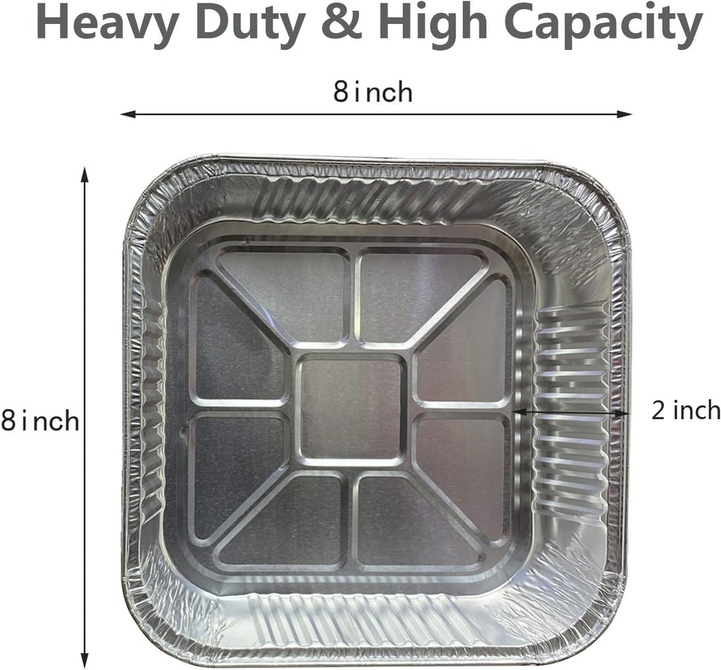 25pack- 8 x 8 Aluminum foil Pans Disposable Heavy Duty Square baking Cake Pan, Cooking Tins Homemade Breads Oven Pans,Foil Pan, Baking pan Roasting