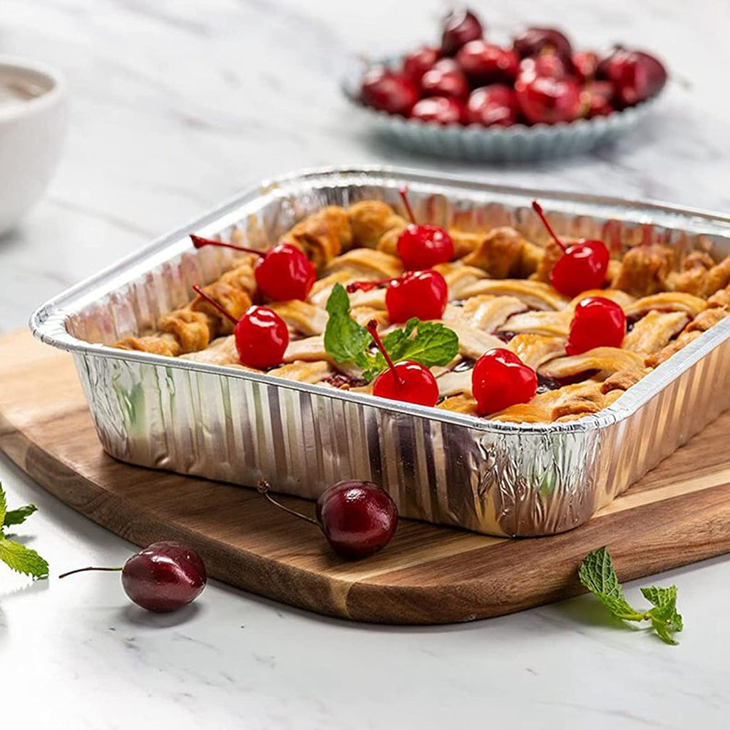 25pack- 8 x 8 Aluminum foil Pans Disposable Heavy Duty Square baking Cake Pan, Cooking Tins Homemade Breads Oven Pans,Foil Pan, Baking pan Roasting