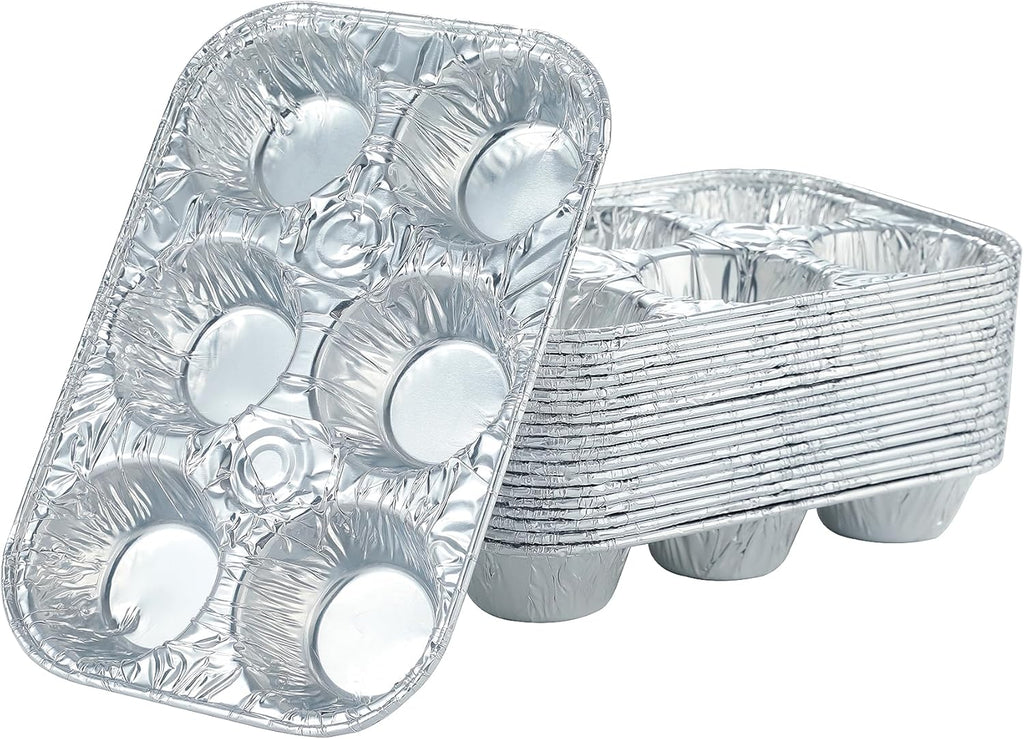10pack Muffin Pan 6-Cup Cupcake Aluminum Pans Favorite Muffin Tin Size for Baking Cupcakes Muffins and Mini Pies - Standard Size