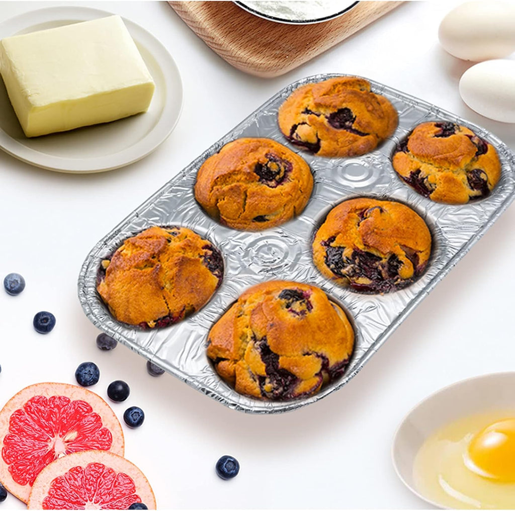 10pack Muffin Pan 6-Cup Cupcake Aluminum Pans Favorite Muffin Tin Size for Baking Cupcakes Muffins and Mini Pies - Standard Size