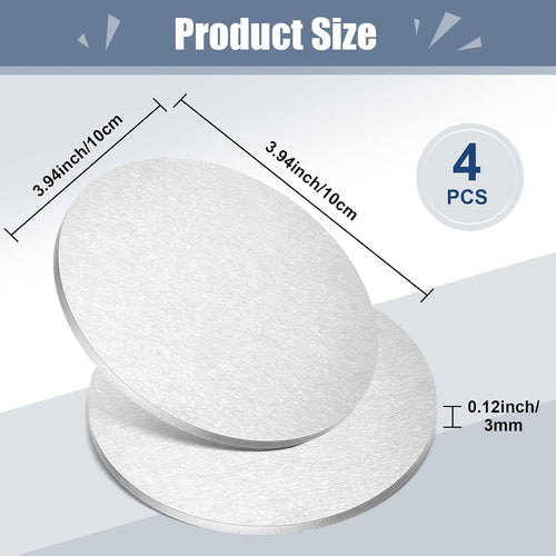 4 Pcs 1/8" X 4" Aluminum Disc Round Aluminum Sheets and Plates, 6061