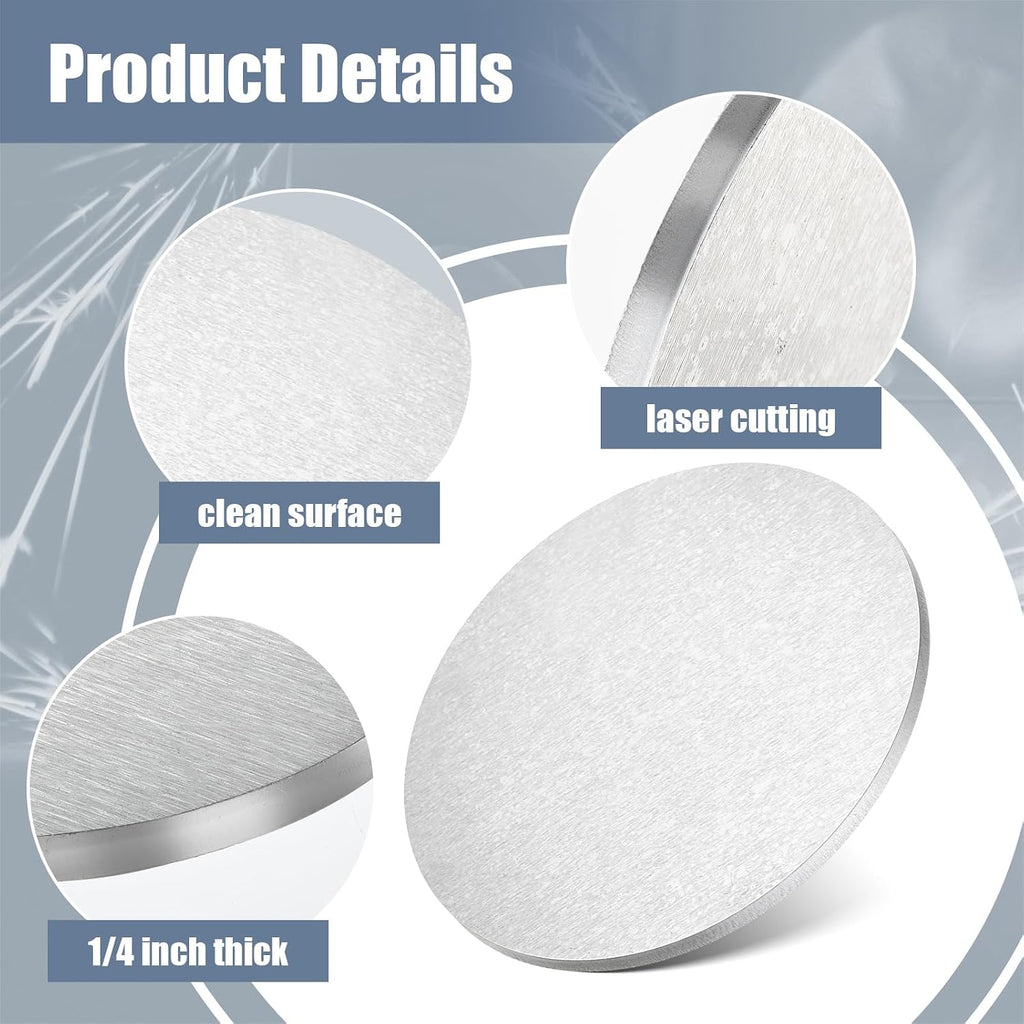 4 Pcs 1/8" X 4" Aluminum Disc Round Aluminum Sheets and Plates, 6061