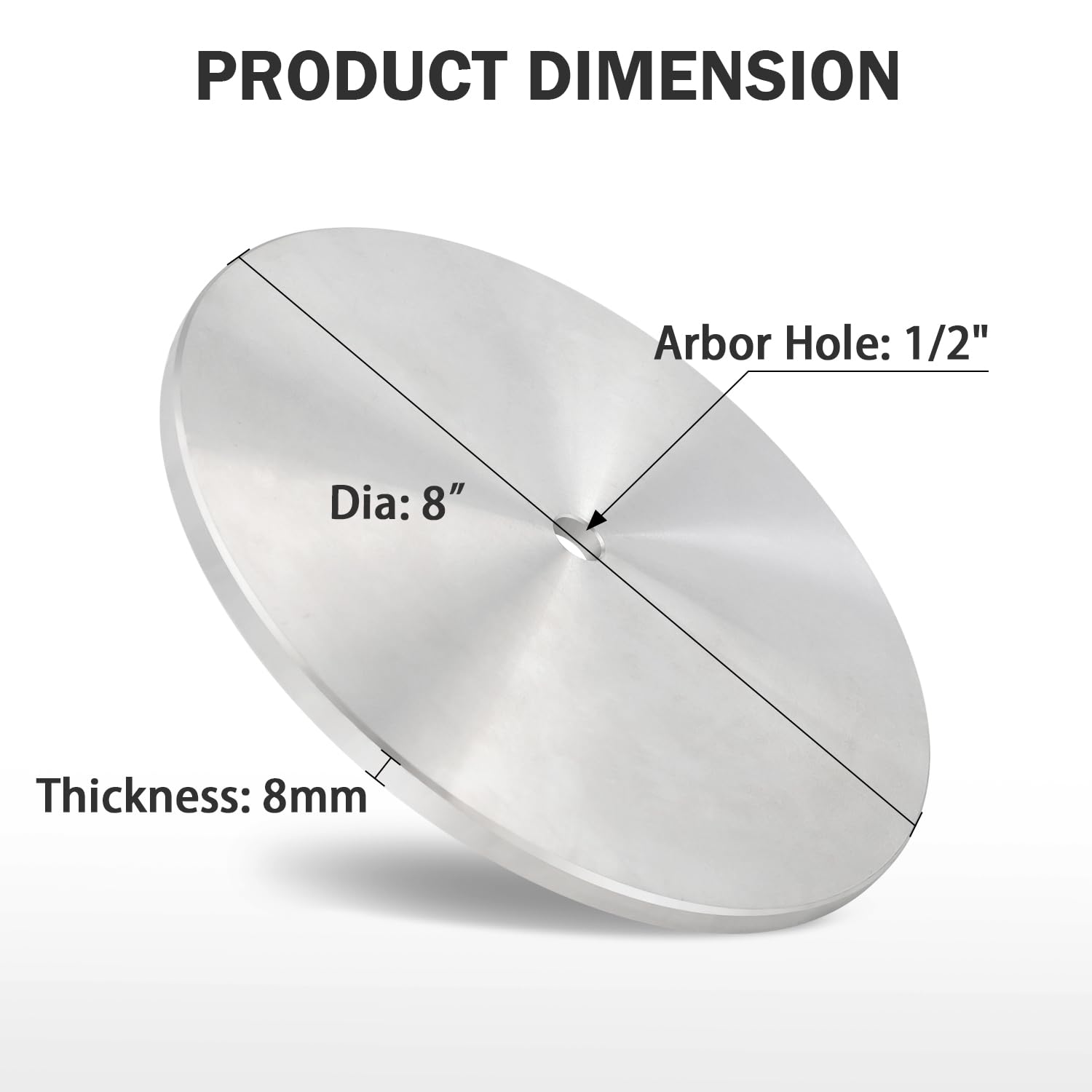 8’’ x 1/2’’ Aluminum Disc, Lapping Plate for Flat Abrasive Wheels, Aluminum Backer Pad Used on Slant Lap Polishing Machine-1 Pack