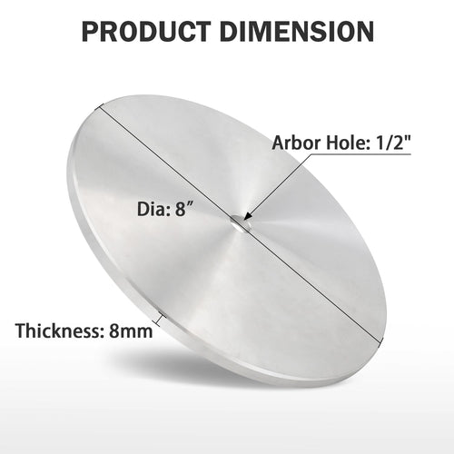 8’’ x 1/2’’ Aluminum Disc, Lapping Plate for Flat Abrasive Wheels, Aluminum Backer Pad Used on Slant Lap Polishing Machine-1 Pack