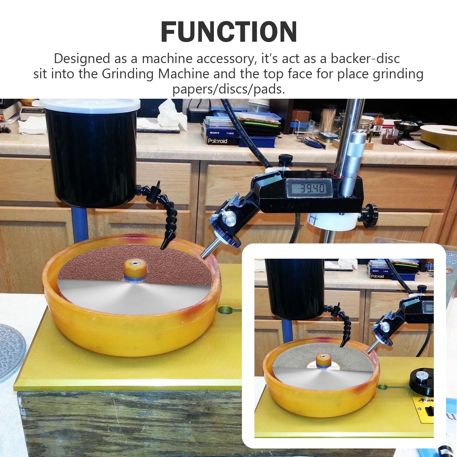 8’’ x 1/2’’ Aluminum Disc, Lapping Plate for Flat Abrasive Wheels, Aluminum Backer Pad Used on Slant Lap Polishing Machine-1 Pack